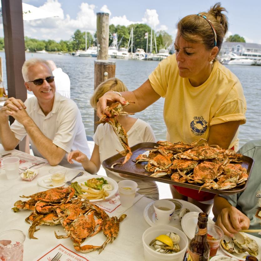 Dining at the Crab Claw Restaurant, St. Michaels