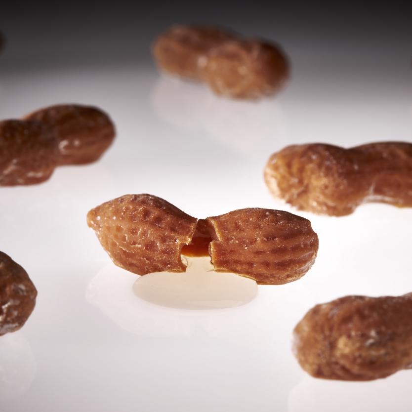 A creative plating featuring split peanut shells at minbar by José Andres in Washington, DC.