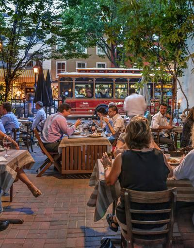 Outdoor dining on King Street, Alexandria, VA
